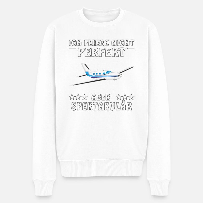 FLUGZEUG ICH FLIEGEE NICHT PERFEKT ABER SPEKTA - Männer Premium Bio Pullover - Weiß
