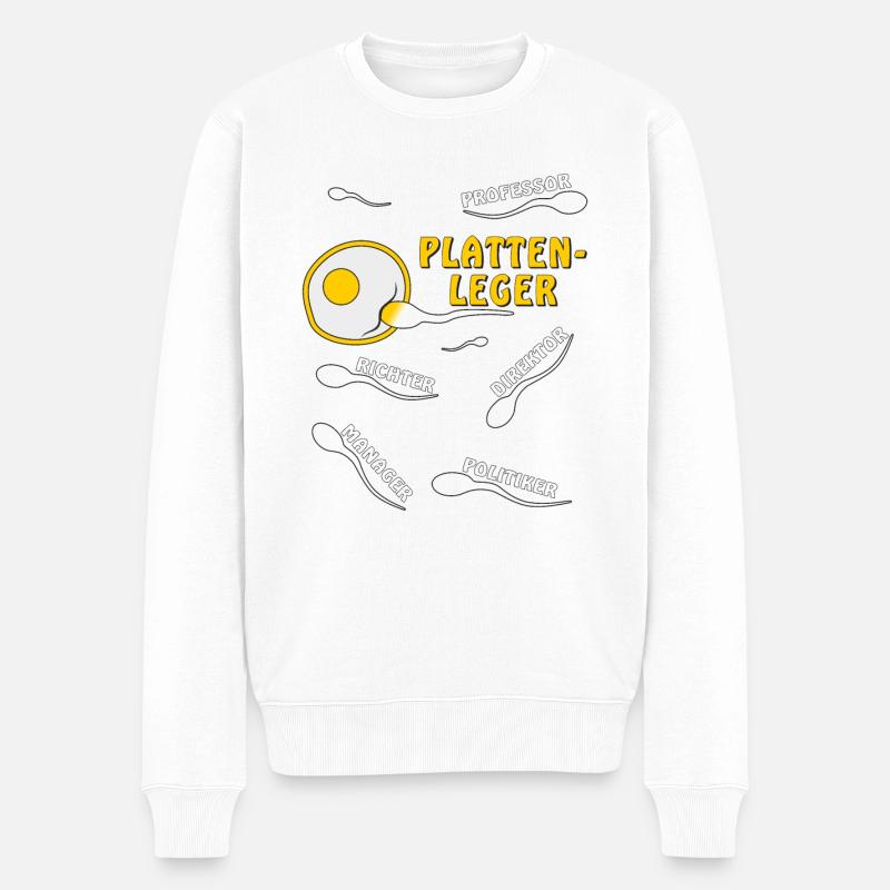 PLATTENLEGER - Männer Premium Bio Pullover - Weiß
