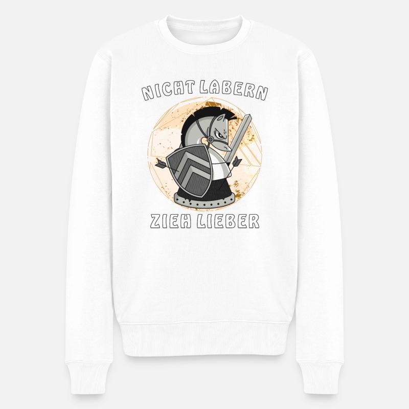 SCHACH NICHT LABERN ZIEH LIEBER - Männer Premium Bio Pullover - Weiß