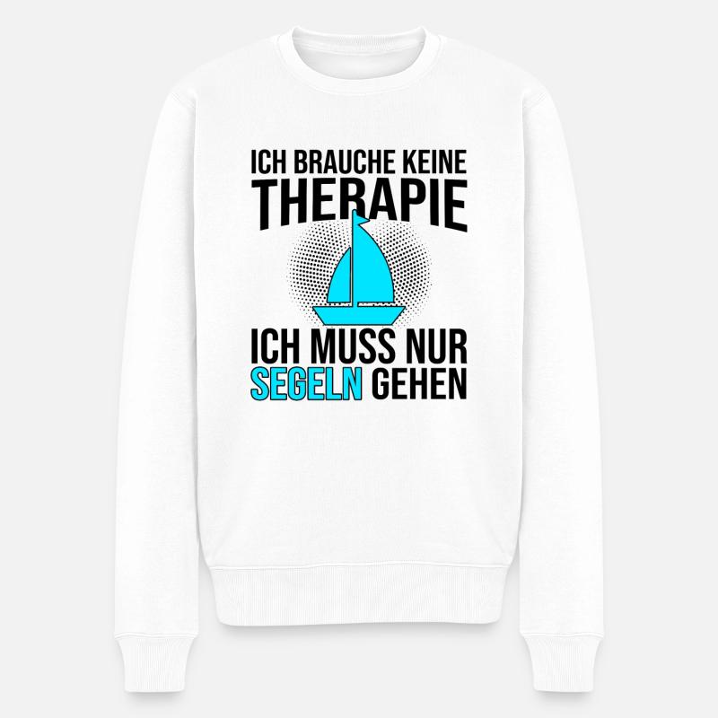 Segeln Therapie Spruch - Männer Premium Bio Pullover - Weiß