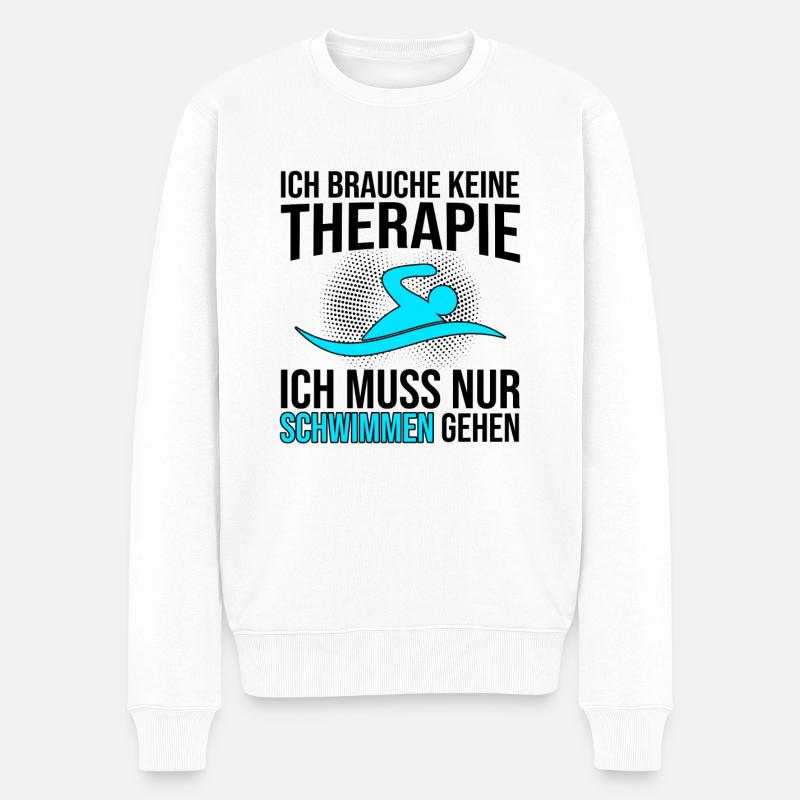 Schwimmen Therapie Spruch - Männer Premium Bio Pullover - Weiß