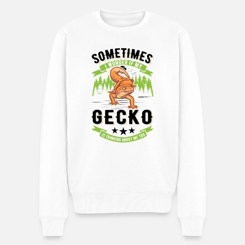 Gecko Geschenk Leopardgecko - Männer Premium Bio Pullover - Weiß