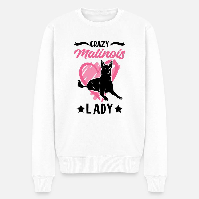 Folle Dame Malinois Mechelse Herder - Pull Premium bio Homme - blanc