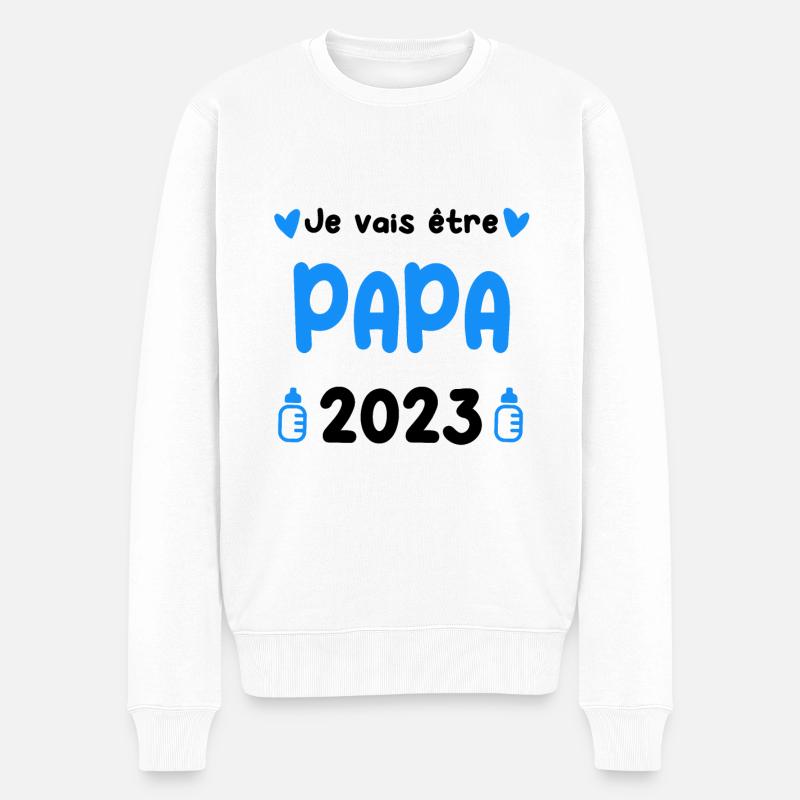 Annonce grossesse Papa 2023 - Pull Premium bio Homme - blanc