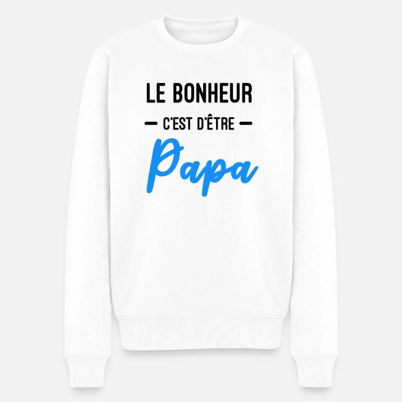 bonheur Papa cadeau naissance - Pull Premium bio Homme - blanc