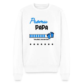 Annonce grossesse Promu Papa - Pull Premium bio Homme - blanc - Devant - Thijin (182cm)