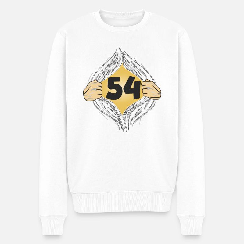 54 HEMD AUFZIEHEN - Männer Premium Bio Pullover - Weiß
