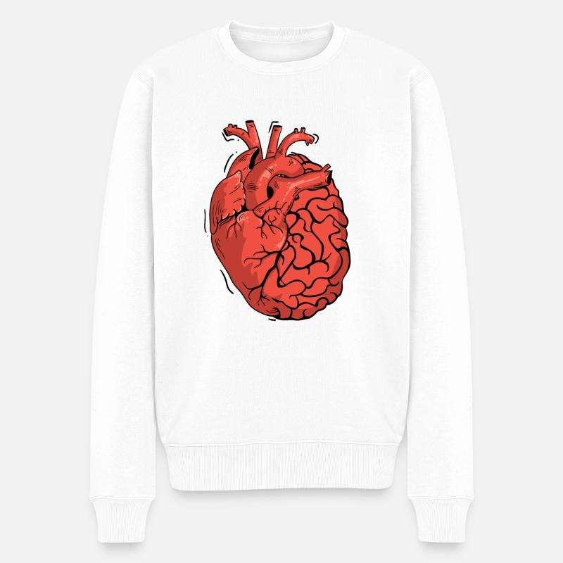 Halb Gehirn halb Herz Organ Anatomie Wissenschaft - Männer Premium Bio Pullover - Weiß