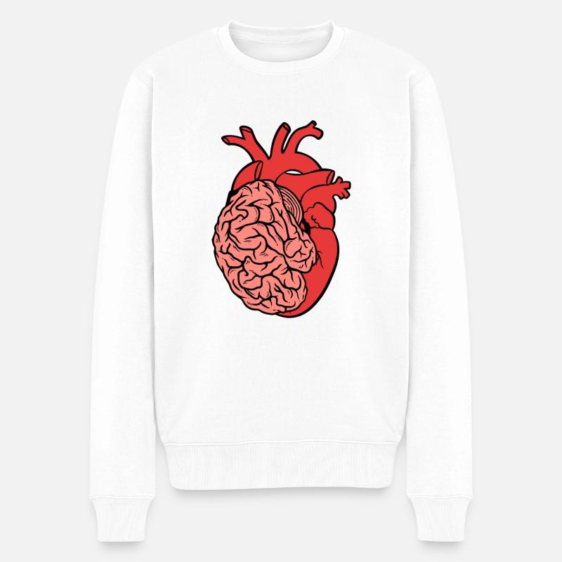 Halb Gehirn halb Herz Organ Anatomie Wissenschaft - Männer Premium Bio Pullover - Weiß