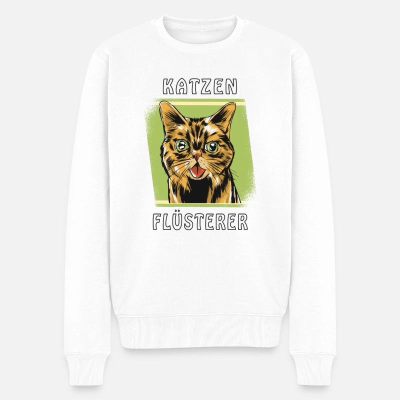 KATZEN FLÜSTERER - Männer Premium Bio Pullover - Weiß