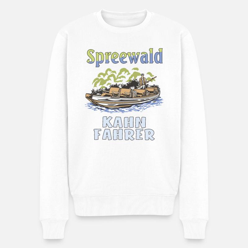 SPREEWALD KAHN FAHRER - Männer Premium Bio Pullover - Weiß