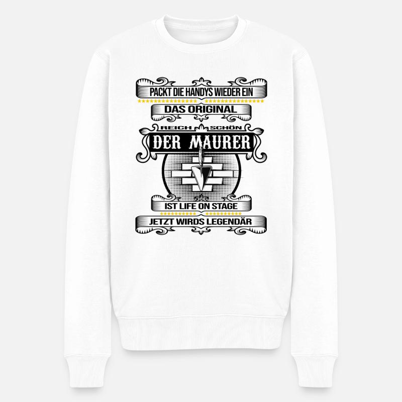 Maurer mauern Mörtel Maurerkelle Handwerker - Männer Premium Bio Pullover - Weiß