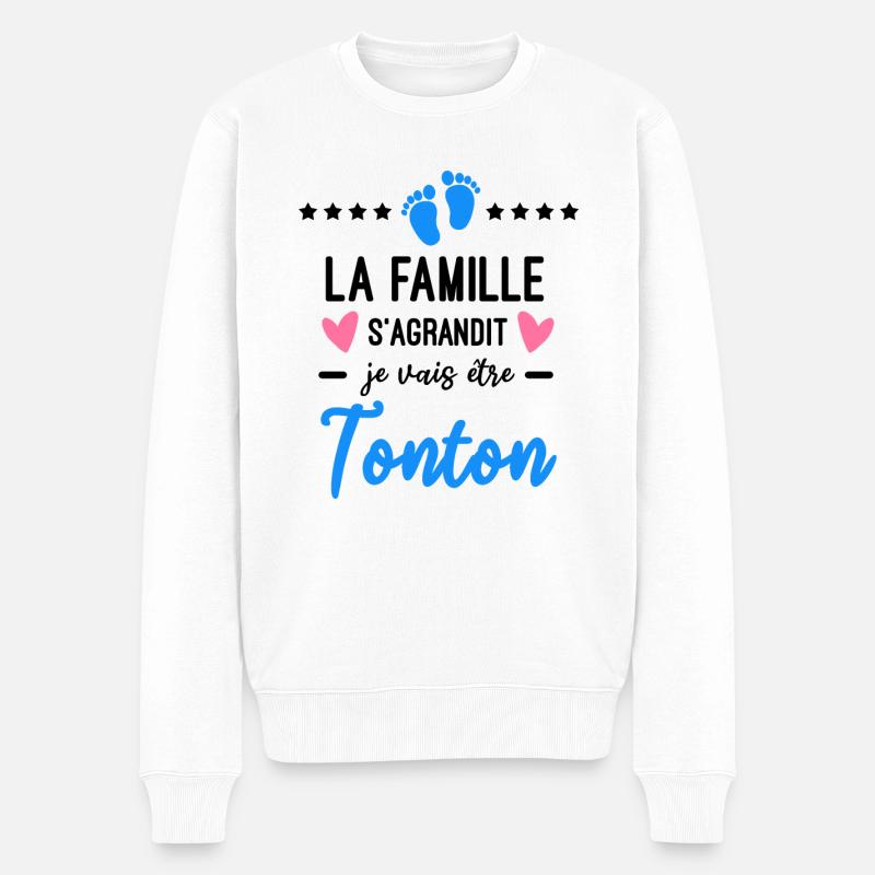 famille s'agrandit Tonton naissance - Pull Premium bio Homme - blanc