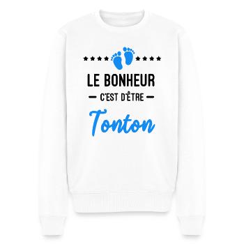 bonheur être Tonton Annonce grossesse - Pull Premium bio Homme - blanc - Devant - Thijin (182cm)