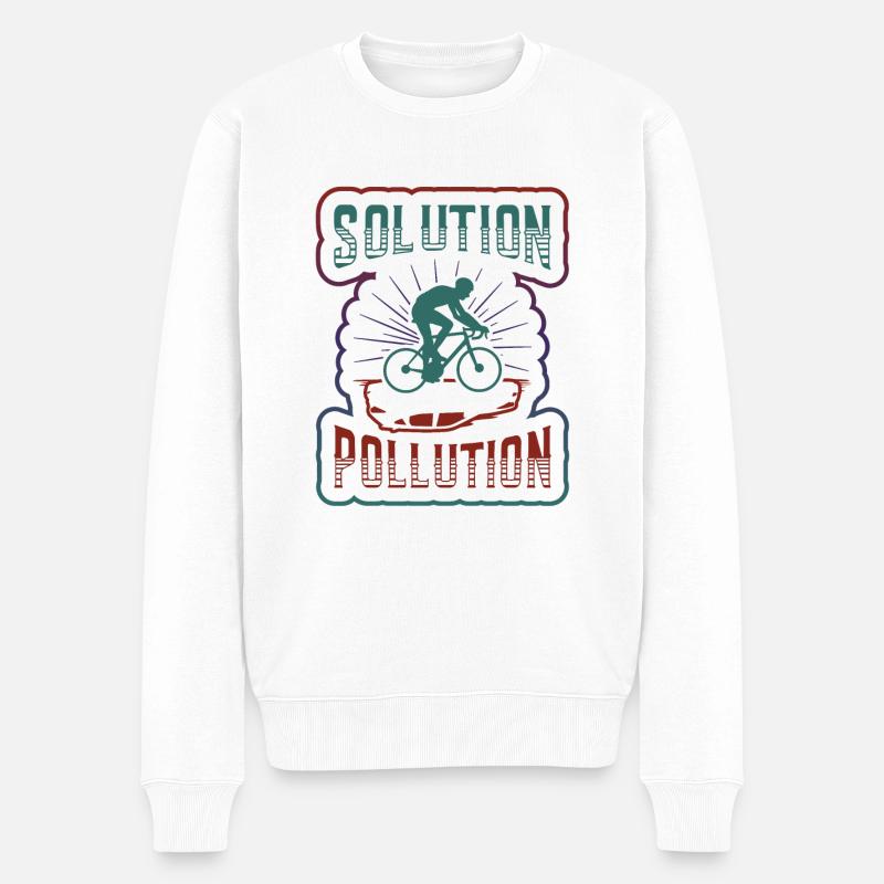Polution Solution Environmental Protection Cycling. - Men's Premium Organic Jumper - white