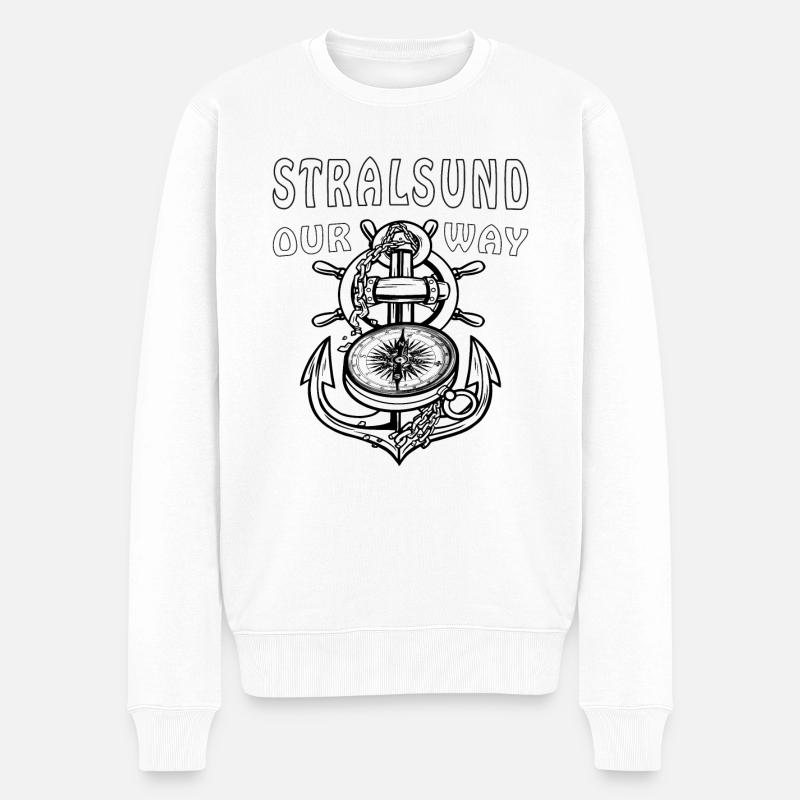 STRALSUND ANKER KOMPASS - Männer Premium Bio Pullover - Weiß