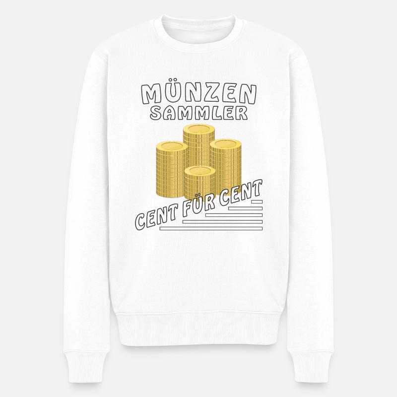 GELD MÜNZEN SAMMLER CENT FÜR CENT - Männer Premium Bio Pullover - Weiß