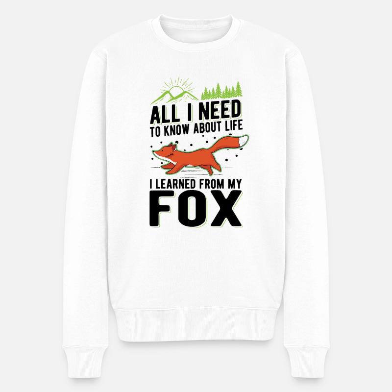 Fox Cadeau Renard roux - Pull Premium bio Homme - blanc