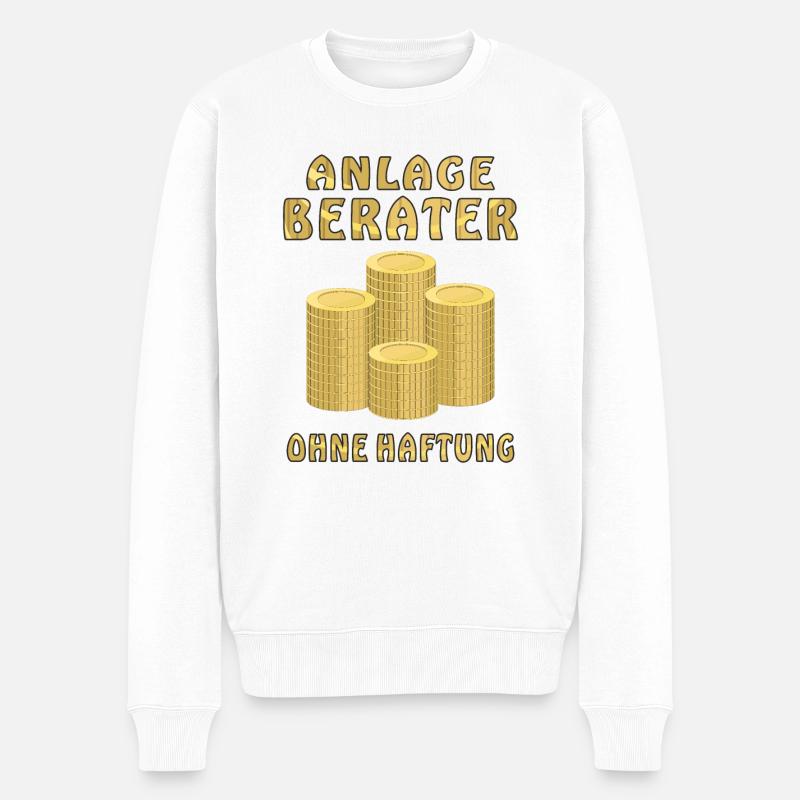 GELD MÜNZEN ANLAGE BERATER - Männer Premium Bio Pullover - Weiß