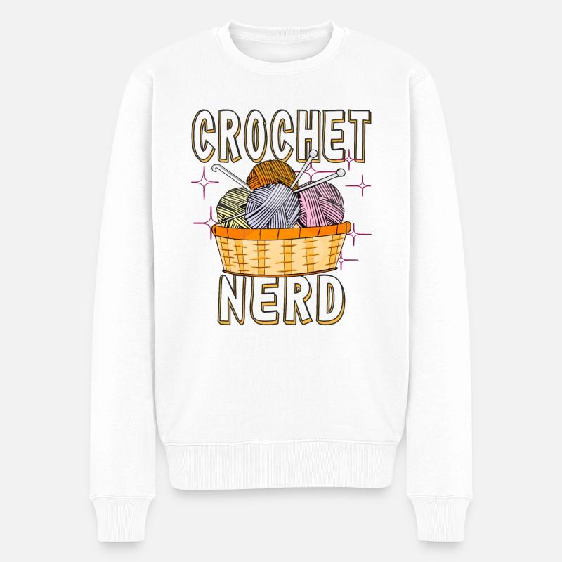 CROCHET NERD - Männer Premium Bio Pullover - Weiß