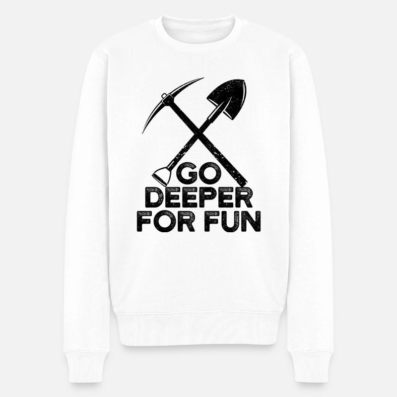 Lustiger Geologe auf Steinjagd - Männer Premium Bio Pullover - Weiß