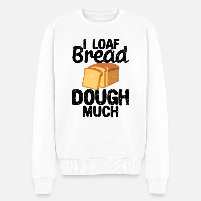 Lustiger Brotbacken-Bäcker - Männer Premium Bio Pullover - Weiß
