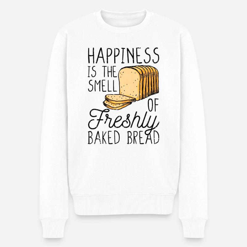 Lustiger Brotbacken-Bäcker - Männer Premium Bio Pullover - Weiß