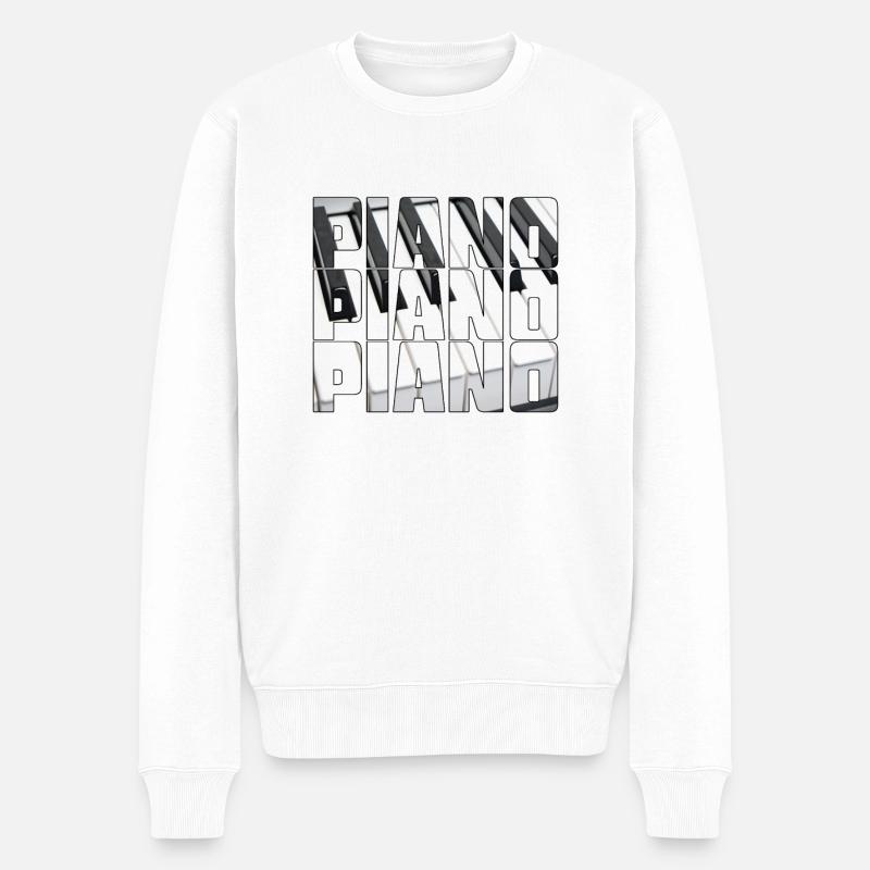 Klavier - Männer Premium Bio Pullover - Weiß