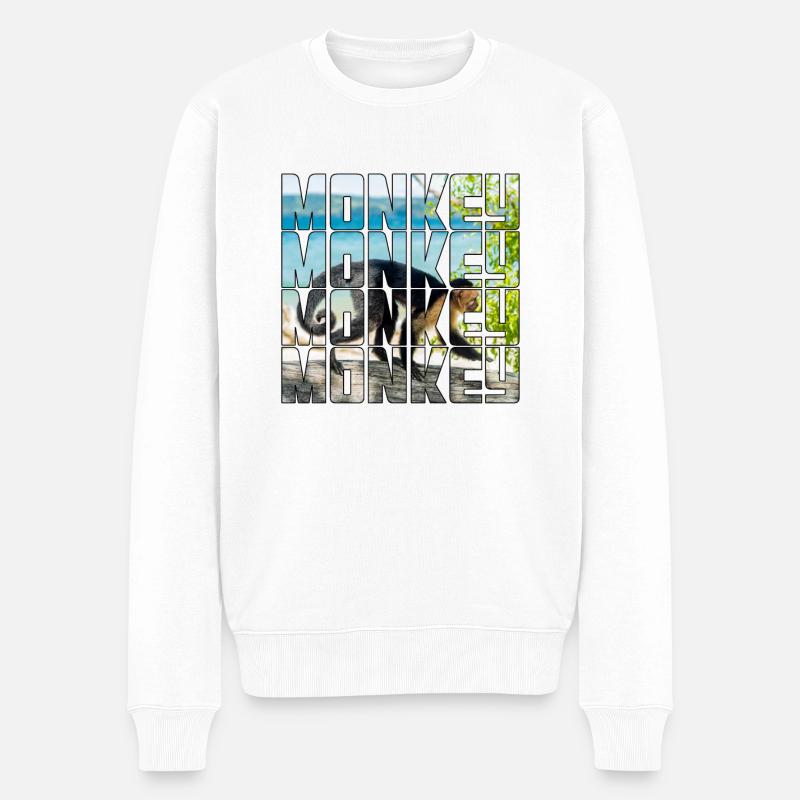 Affe - Männer Premium Bio Pullover - Weiß