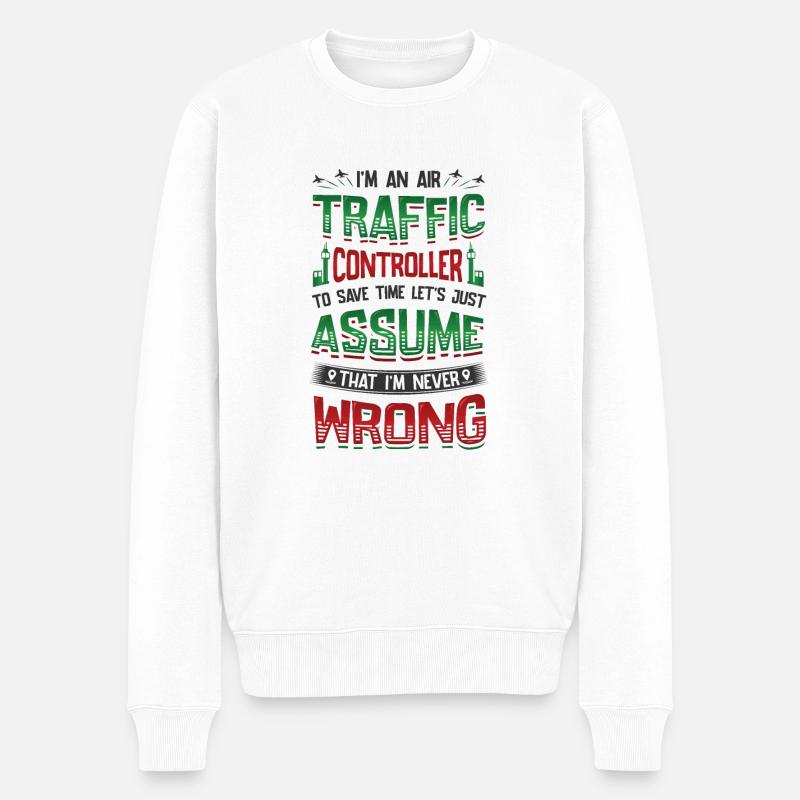 Fluglotse, Radarflugkontrolle. - Männer Premium Bio Pullover - Weiß