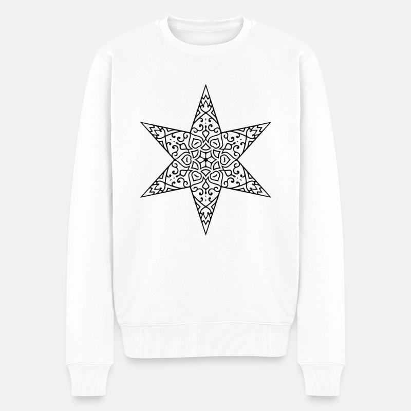 Stern Mandala - Männer Premium Bio Pullover - Weiß