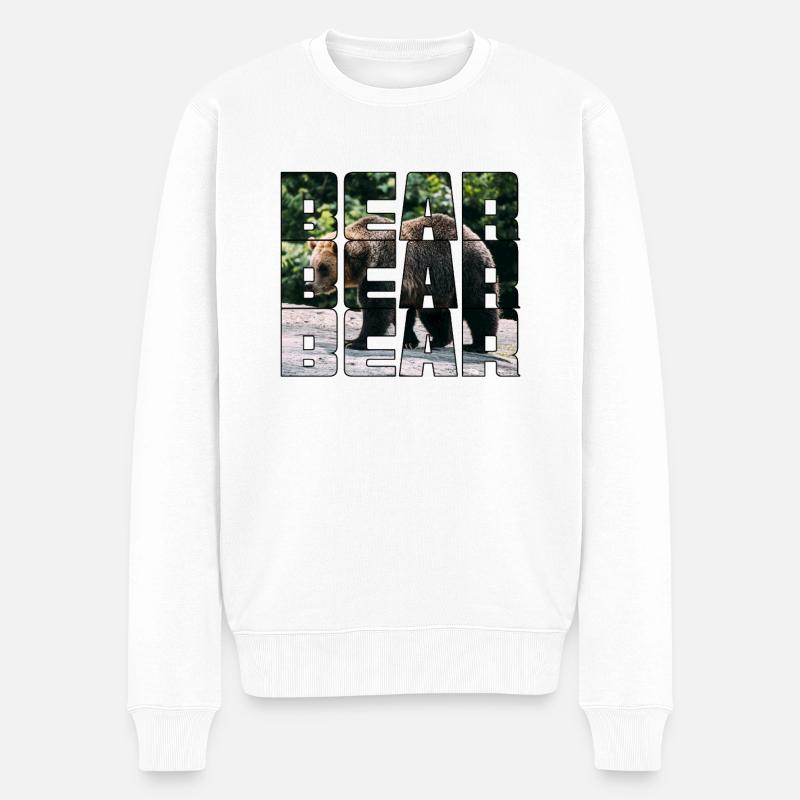 Bär - Männer Premium Bio Pullover - Weiß