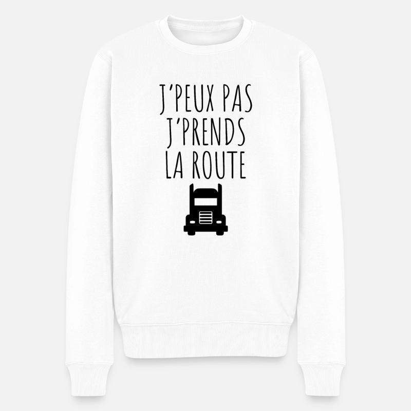Routier , Chauffeur Poids-lourd , Camion - Pull Premium bio Homme - blanc