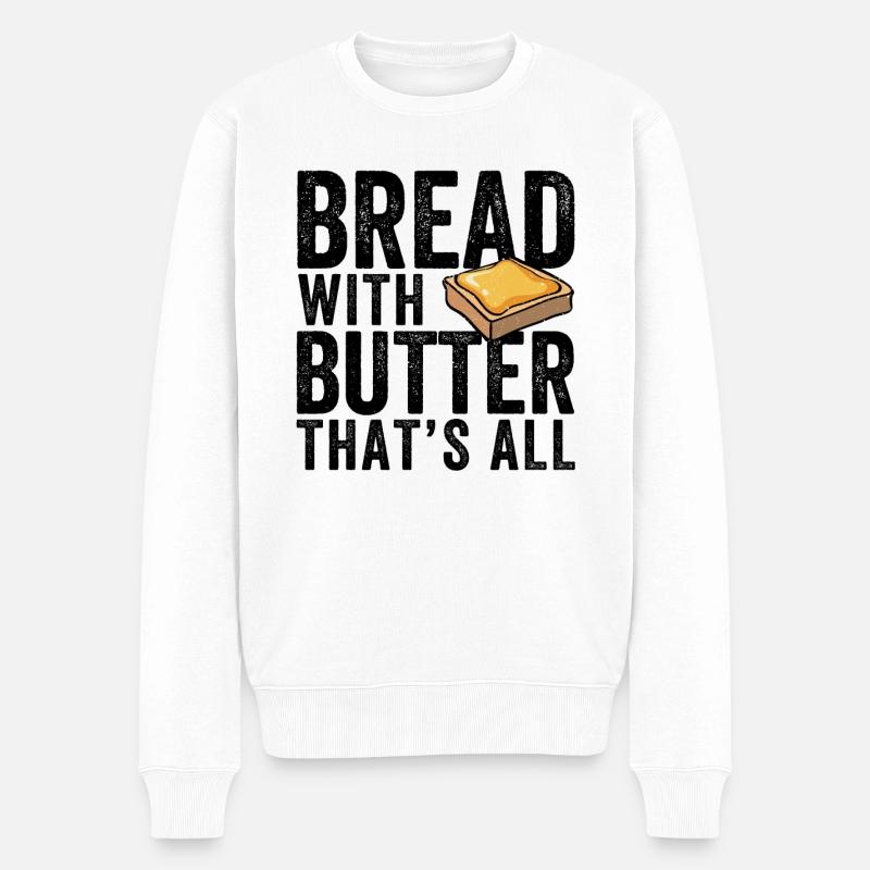 Lustiger Brotbacken-Bäcker - Männer Premium Bio Pullover - Weiß
