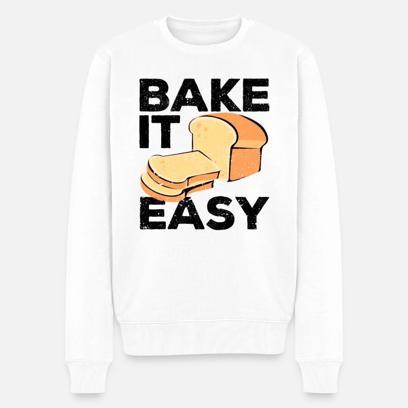 Lustiger Brotbacken-Bäcker - Männer Premium Bio Pullover - Weiß