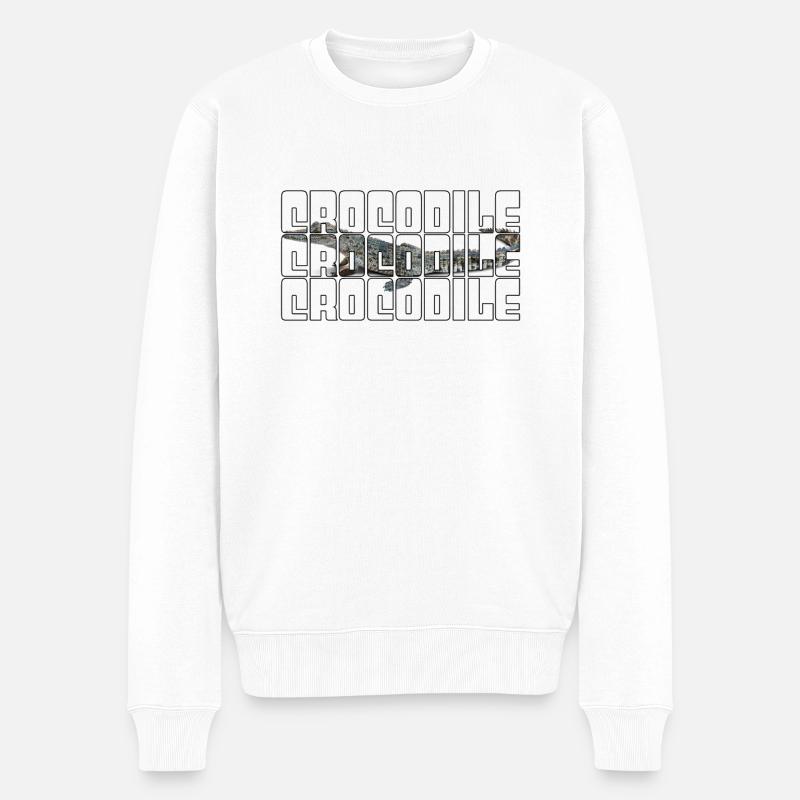 Krokodil - Männer Premium Bio Pullover - Weiß