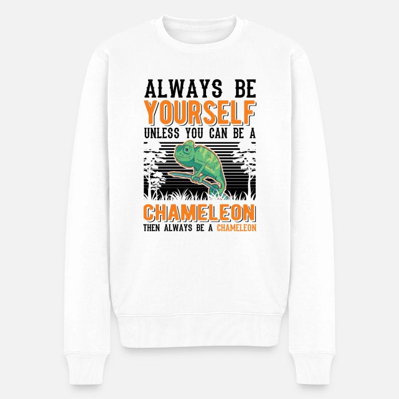 Chamäleon Geschenk Chameleon - Männer Premium Bio Pullover - Weiß