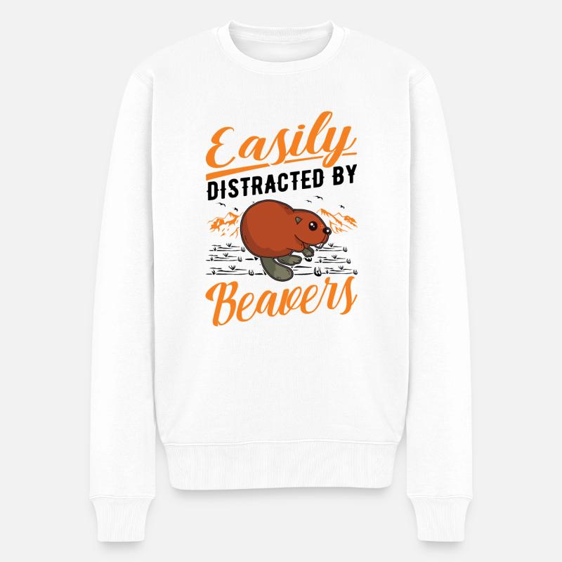 Facilement distrait par Beavers Biber - Pull Premium bio Homme - blanc
