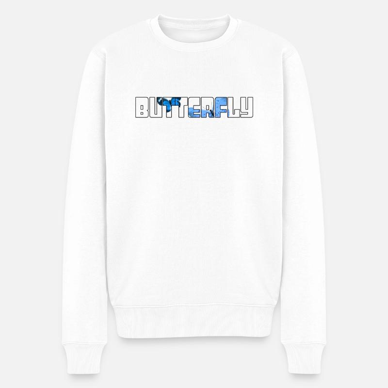 Schmetterling - Männer Premium Bio Pullover - Weiß