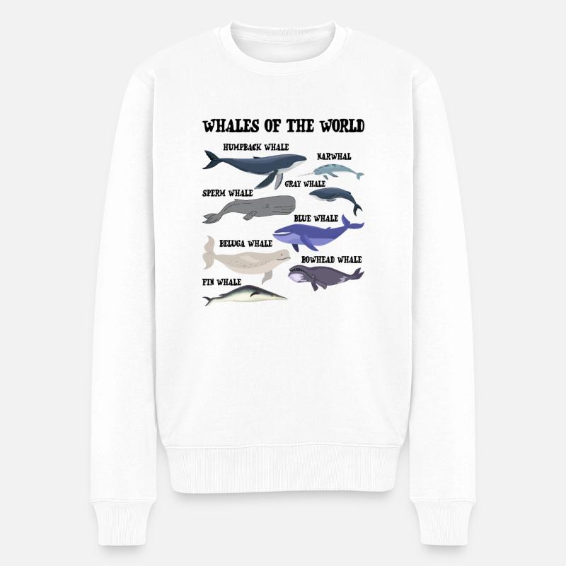 Die Wale der Welt - Männer Premium Bio Pullover - Weiß