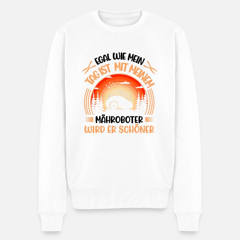 Mähroboter Rasenmähroboter - Männer Premium Bio Pullover - Weiß