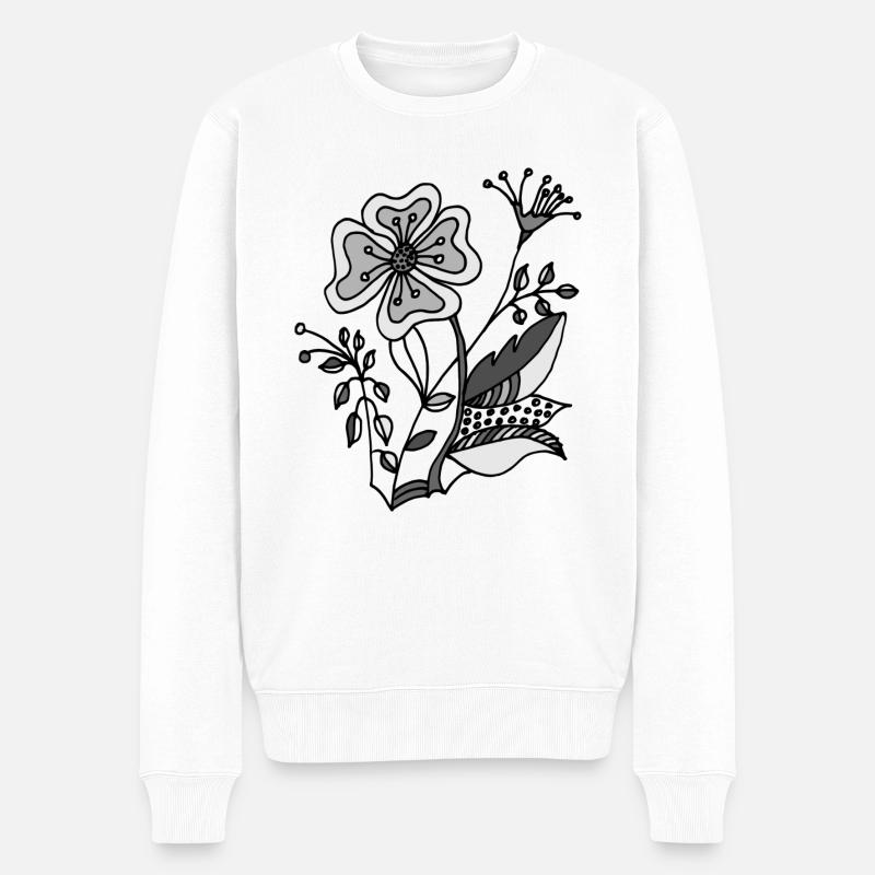 Blume - Männer Premium Bio Pullover - Weiß