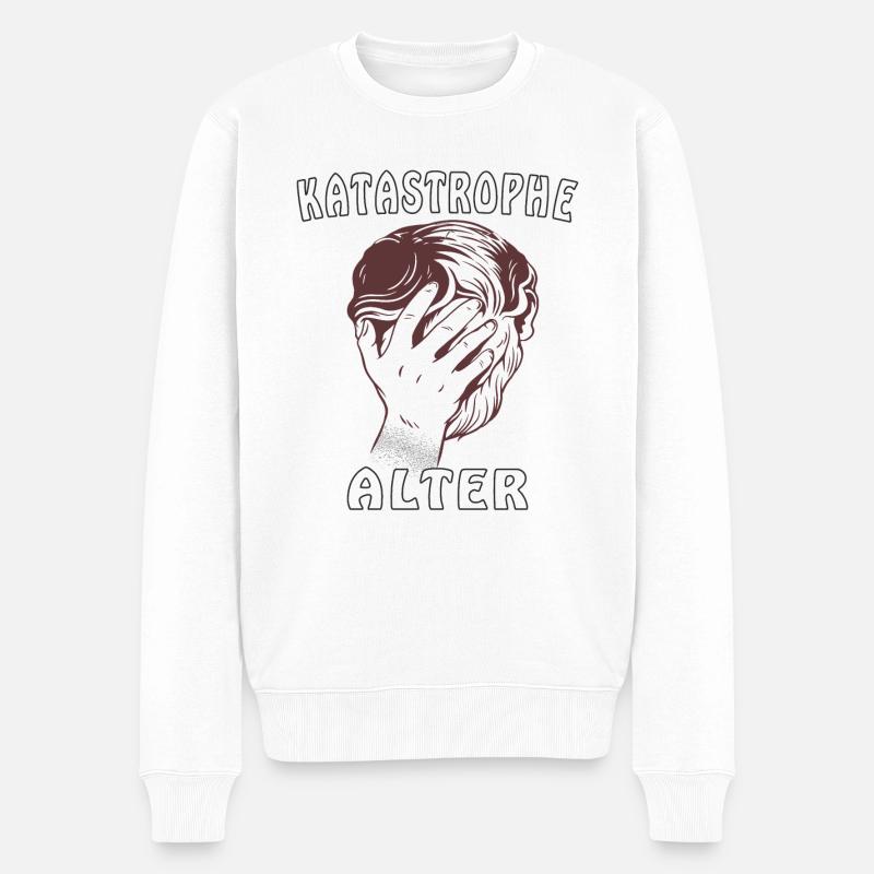 GESICHT KATASTROPHE ALTER - Männer Premium Bio Pullover - Weiß