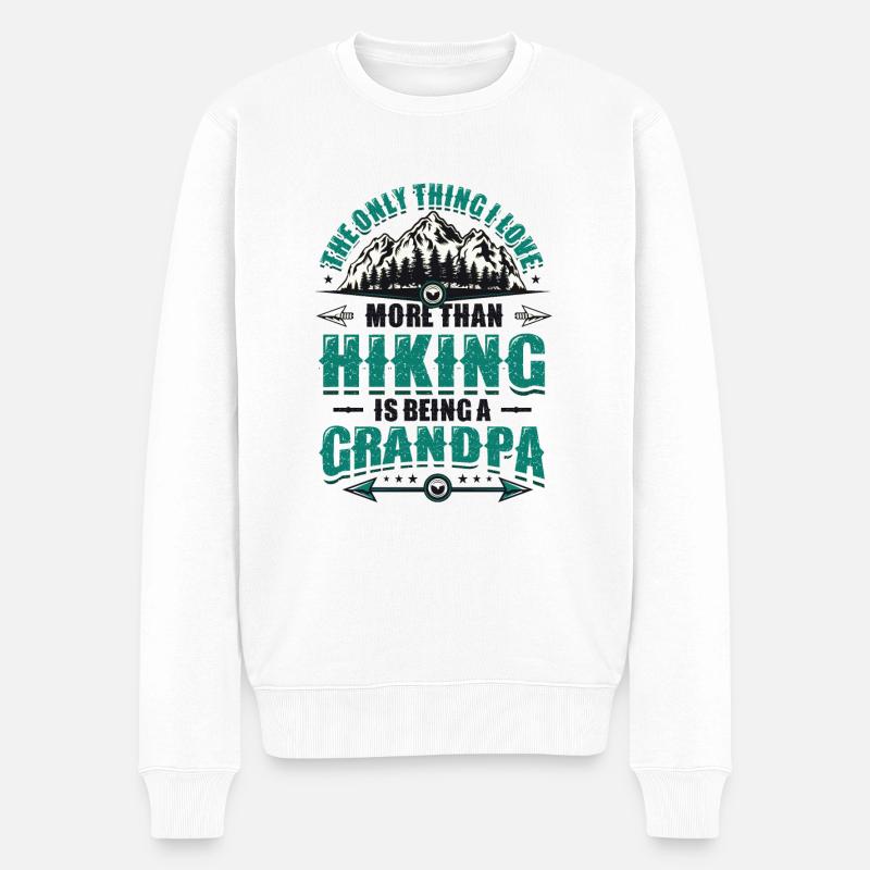 Bergwandernder Opa. - Männer Premium Bio Pullover - Weiß