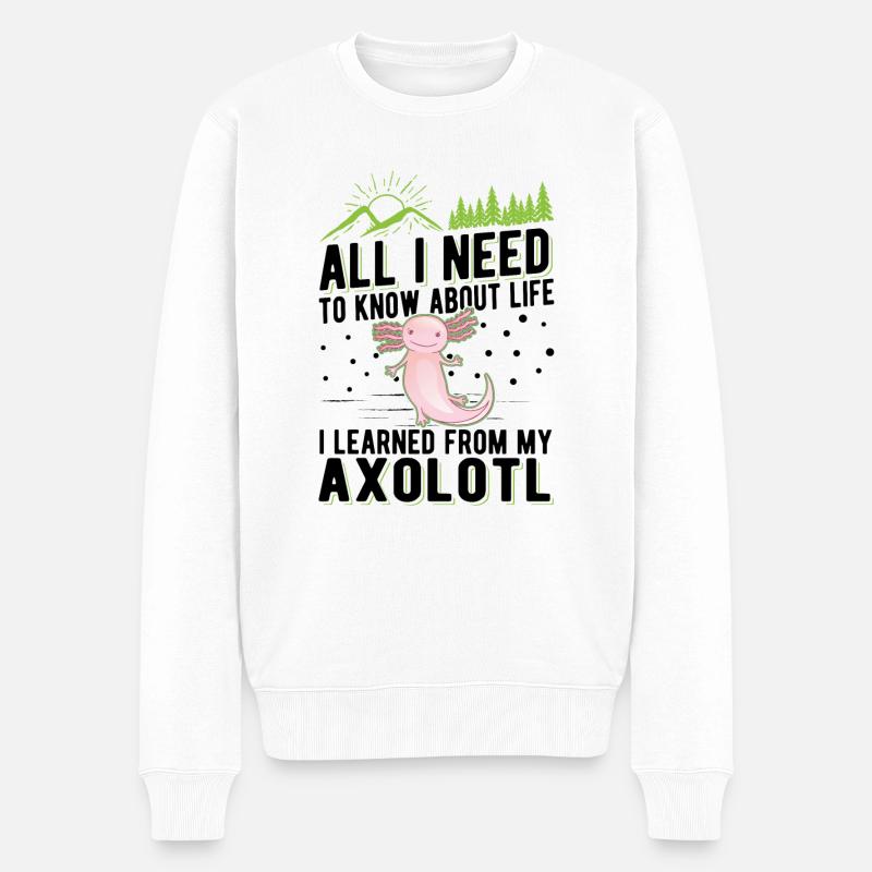 Axolotl Cadeau Amphibien à queue - Pull Premium bio Homme - blanc