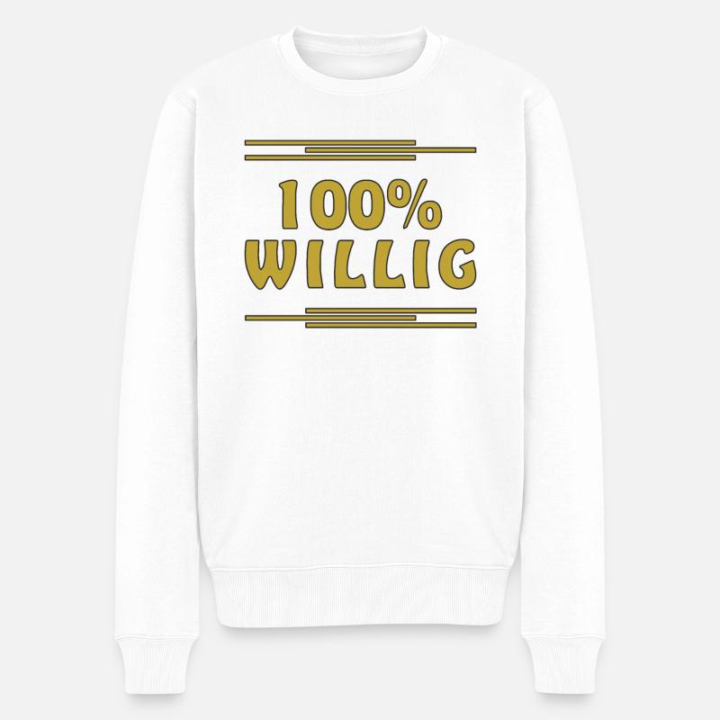 100% WILLIG - Männer Premium Bio Pullover - Weiß