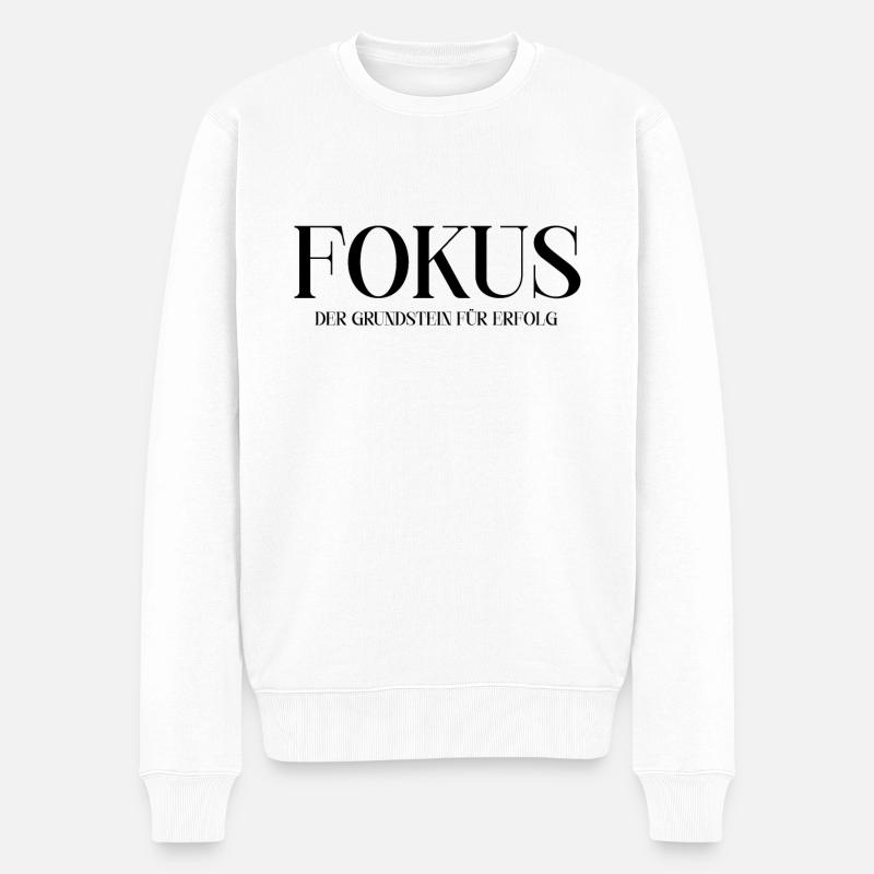 Fokus Glück Motivation - Männer Premium Bio Pullover - Weiß