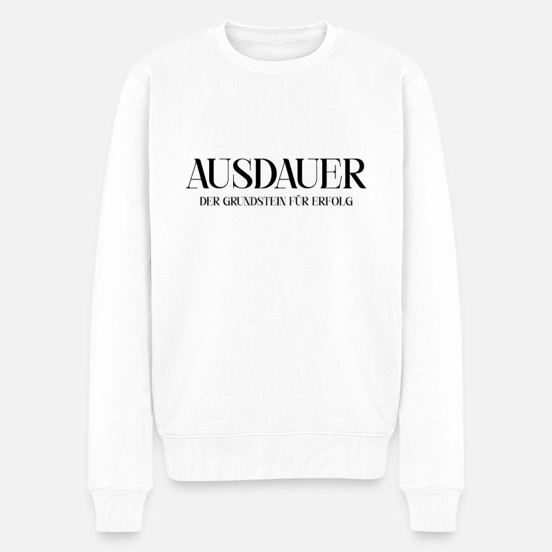 Ausdauer Glück Motivation - Männer Premium Bio Pullover - Weiß