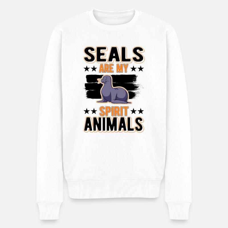 Phoque animal lion de mer - Pull Premium bio Homme - blanc