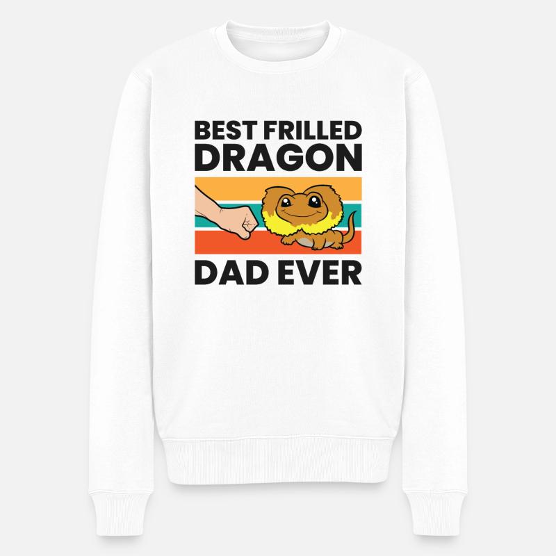 Gekräuselte Dracheneidechse Papa Bester - Männer Premium Bio Pullover - Weiß